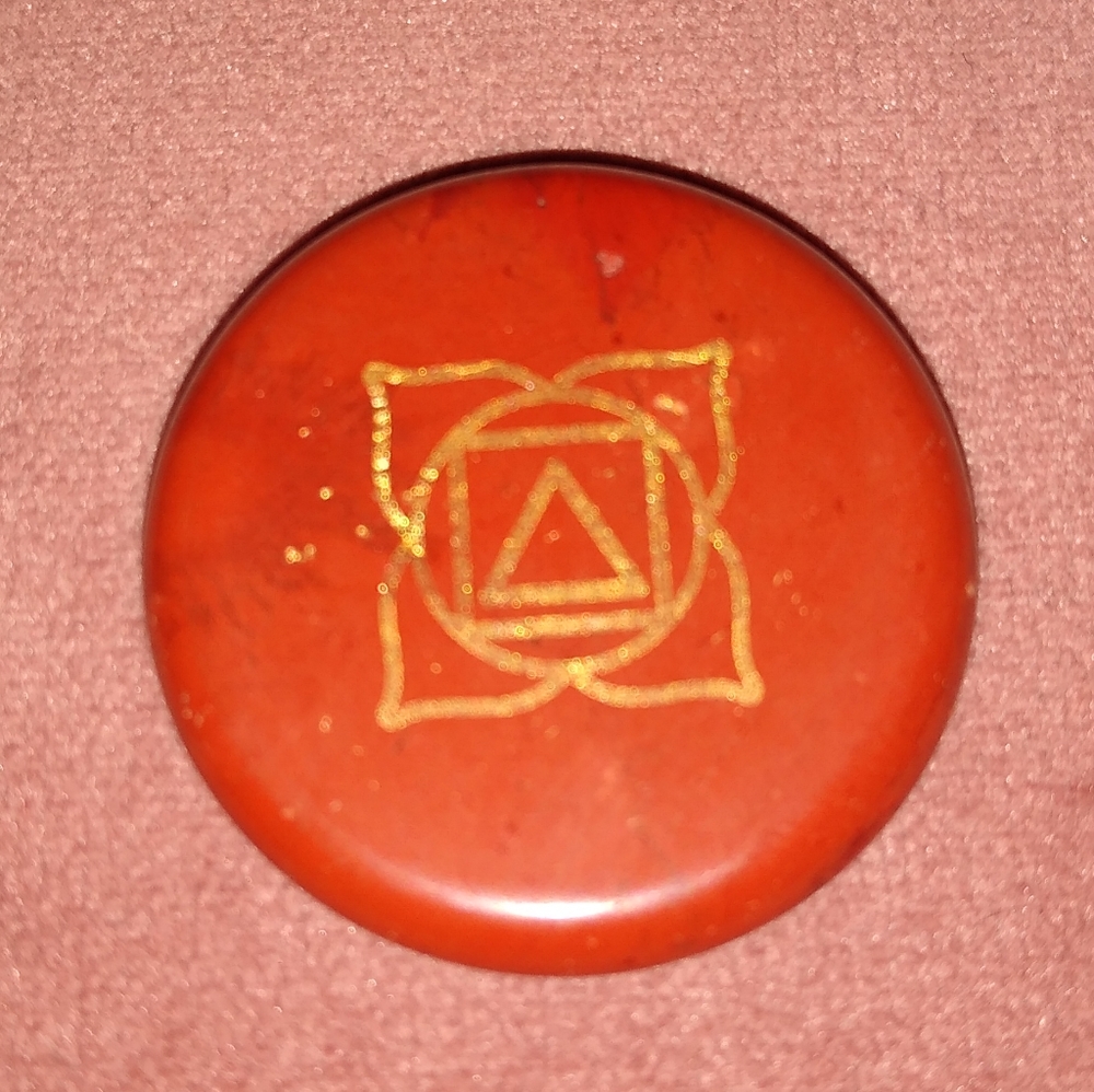 BOGO Red Jasper Palm Gem Worry Stone Root Chakra Thick Round Pocket Gemstone